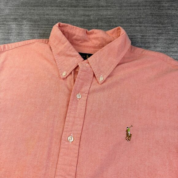 Ralph Lauren Shirt Mens Extra Large Orange Peach Coral Flesh Pony - Picture 1 of 9